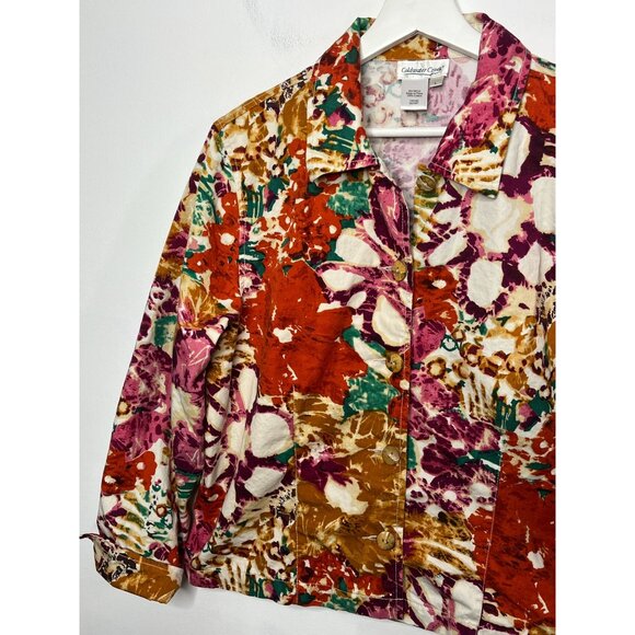 Coldwater Creek Women’s Large Floral Cotton Shirt Jacket Multicolor - Picture 3 of 14